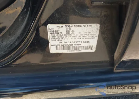 2003 Nissan Maxima Gle/Gxe/Se z USA, uszkodzony, nr VIN JN1DA31D83T522835